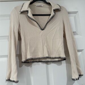 Reformation Multicolored Ribbed Cropped Blouse